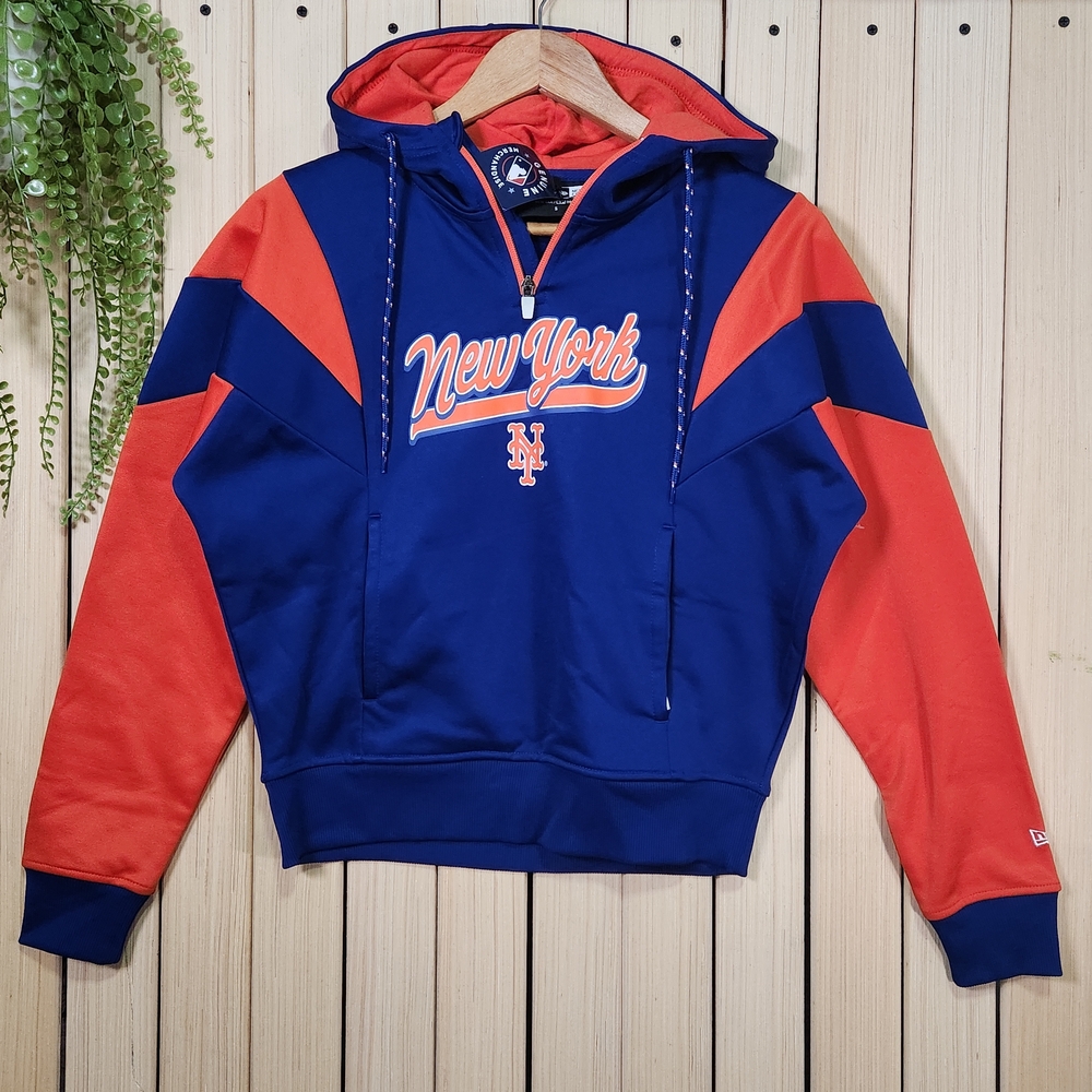 New York Hoodie Blue and Orange Size S. Quarterzip